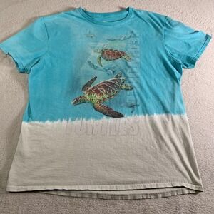 SeaWorld Sea Turtles Shirt Mens Large Blue Dip Dye Graphic Ocean Tee Sea Life